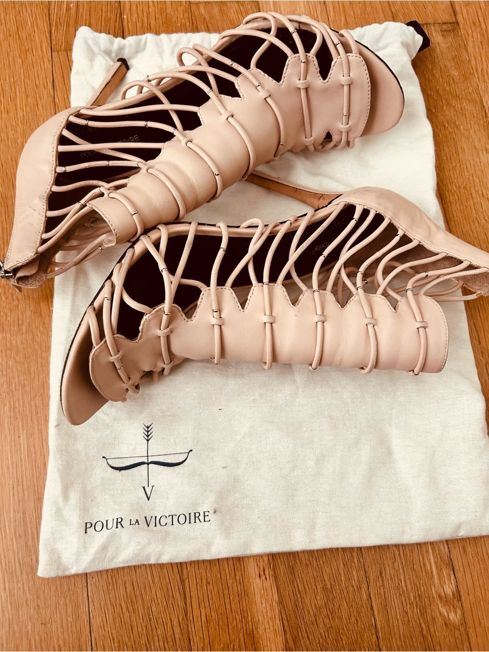Pour La Victoire Blush Strappy High-Heel Gladiator Sandals - Picture 5 of 6